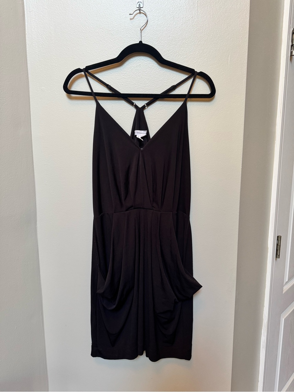 BCBGeneration Black Mini Dress with Draped Pockets